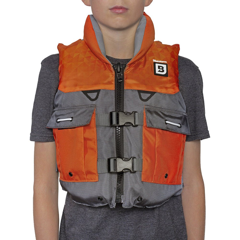 Bluestorm Classic Youth Fishing Life Jacket - Optic Orange [BS-365-ORG-Y] - The Happy Skipper