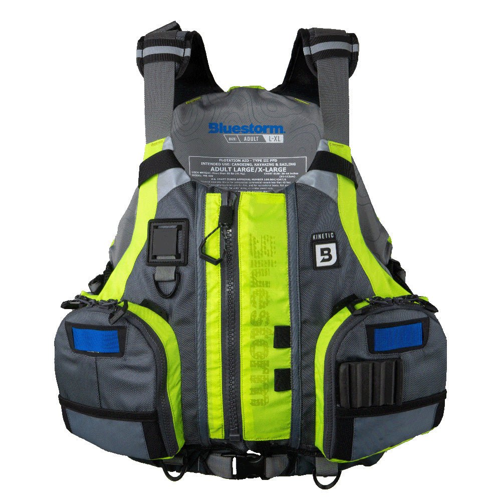 Bluestorm Kinetic Kayak Fishing Vest - Hi - Vis - 2XL/3XL [BS - 409 - HVS - XXL] - The Happy Skipper