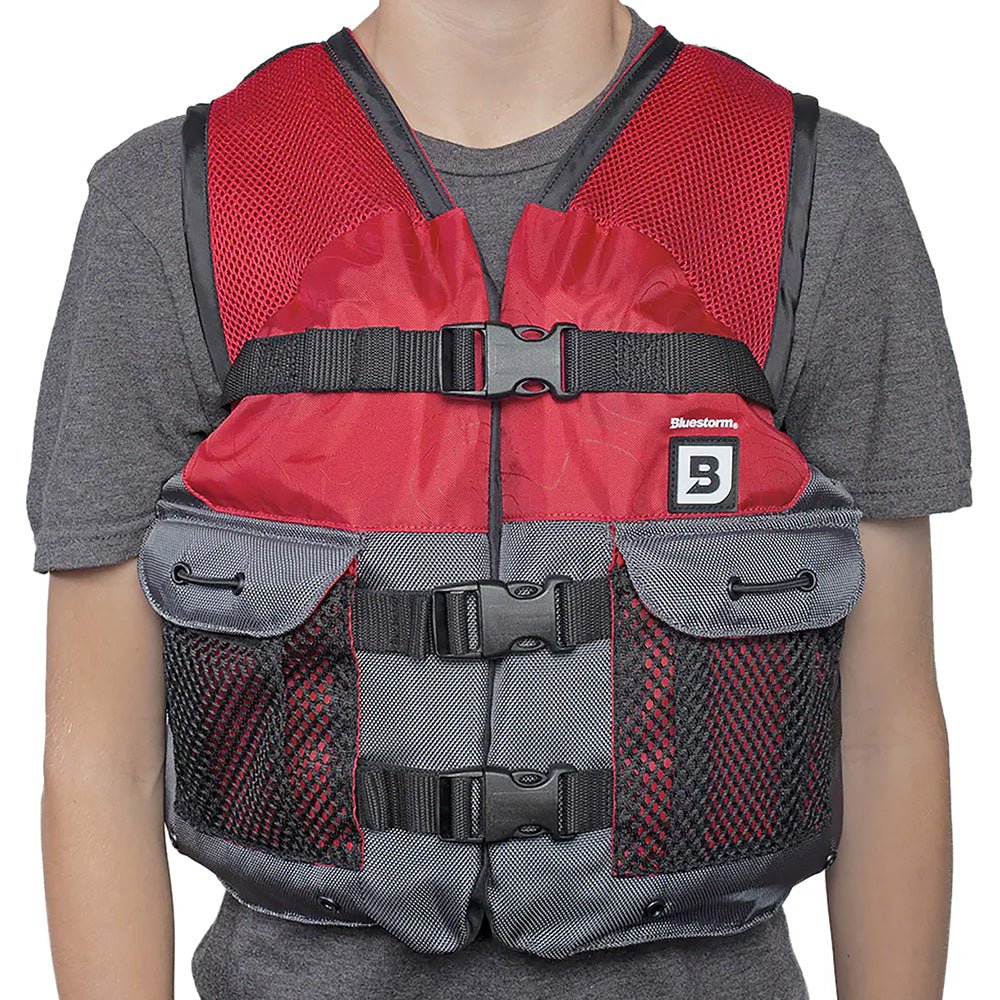 Bluestorm Sportsman Youth Mesh Fishing Life Jacket - Nitro Red [BS-105-RED-Y] - The Happy Skipper