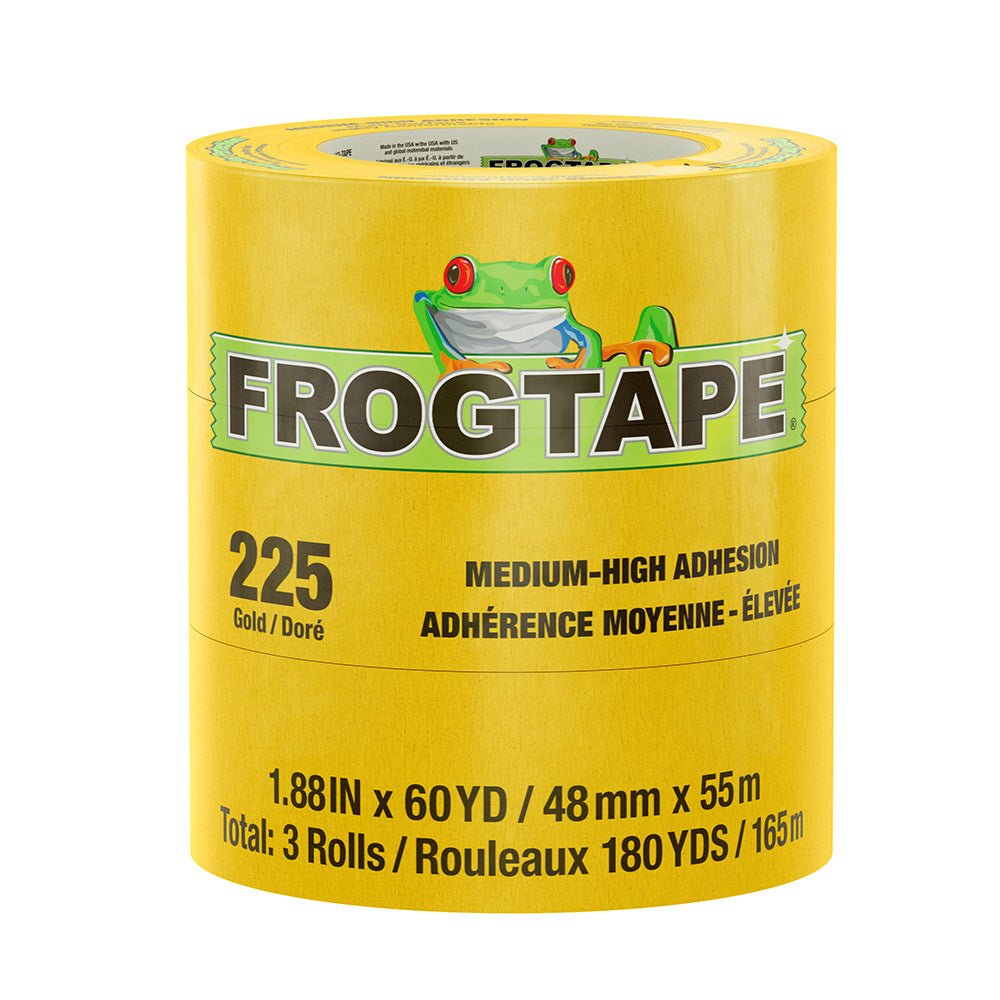 FrogTape CP 225 Medium - High Adhesion Masking Tape - 48MM x 55M x 3 - Pack - Gold - Rated for 225F [105322] - The Happy Skipper