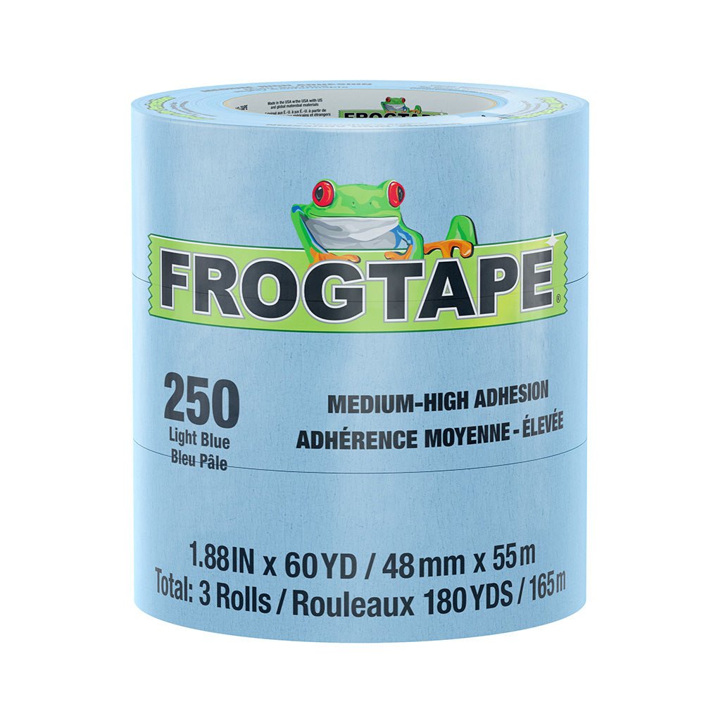 FrogTape CP 250 Medium - High Adhesion Masking Tape - 48MM x 55M x 3 - Pack - Light Blue - Rated for 250F [105329] - The Happy Skipper