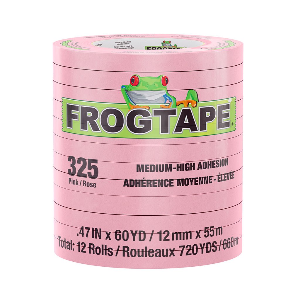 FrogTape CP 325 Medium - High Adhesion Masking Tape - 12MM x 55M x 12 - Pack - Pink - Rated for 325F [105331] - The Happy Skipper