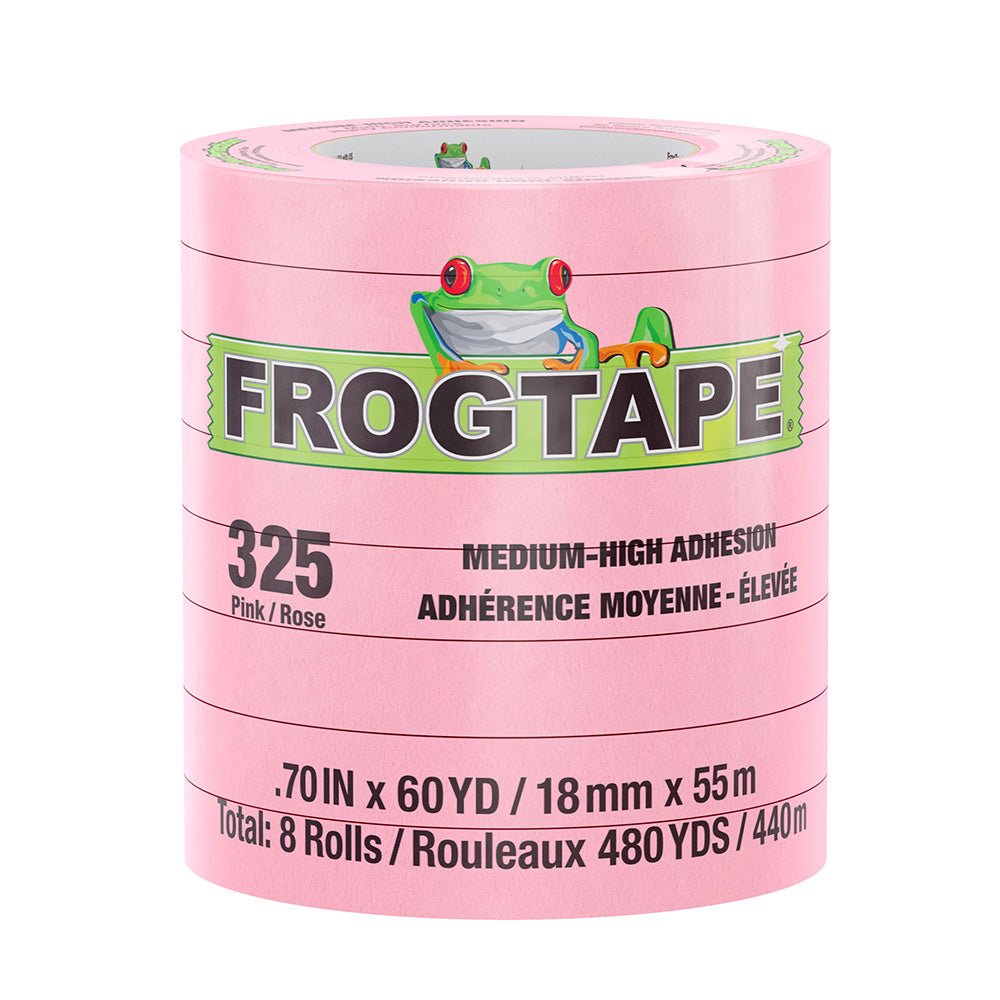 FrogTape CP 325 Medium - High Adhesion Masking Tape - 18MM x 55M x 8 - Pack - Pink - Rated for 325F [105332] - The Happy Skipper