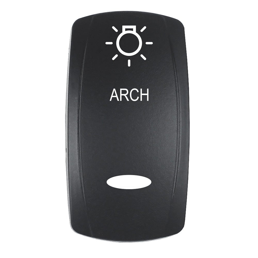 Pacer Actuator - 'ARCH' f/V Series Contura Switches - Black - Laser Etched (Top/Bottom Light) [EV2LE - ARCH] - The Happy Skipper