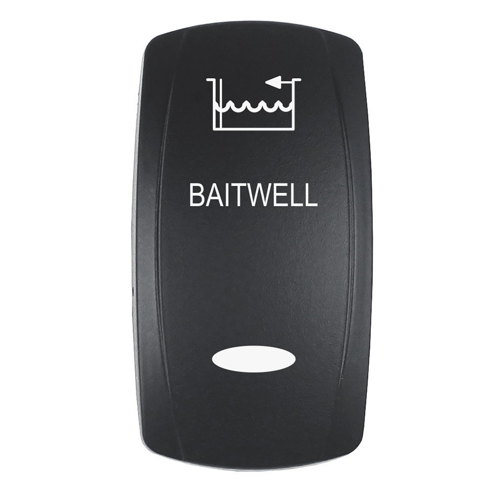 Pacer Actuator - 'BAITWELL' f/V Series Contura Switches - Black - Laser Etched (Top/Bottom Light) [EV2LE - BTWL] - The Happy Skipper