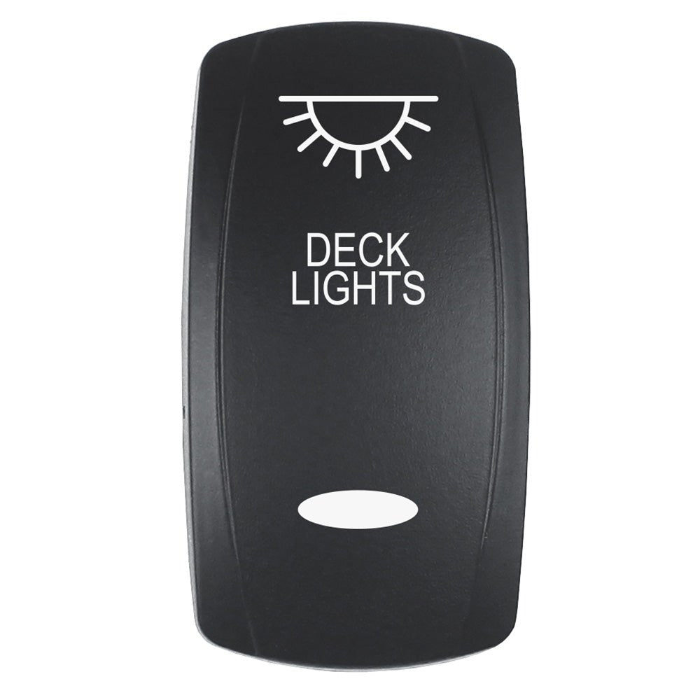 Pacer Actuator - 'DECK LIGHTS' f/V Series Contura Switches - Black - Laser Etched (Top/Bottom Light) [EV2LE - DECK] - The Happy Skipper