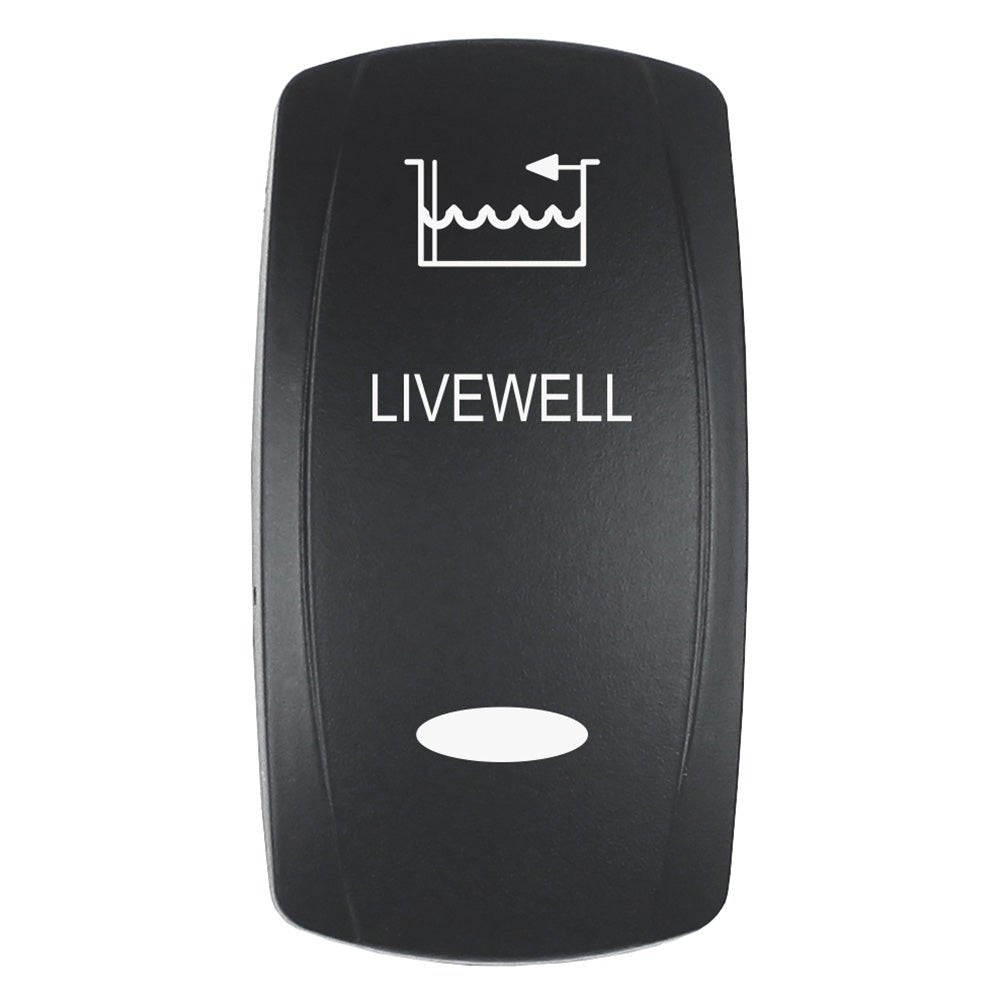 Pacer Actuator - 'LIVEWELL' f/V Series Contura Switches - Black - Laser Etched (Top/Bottom Light) [EV2LE - LVWL] - The Happy Skipper