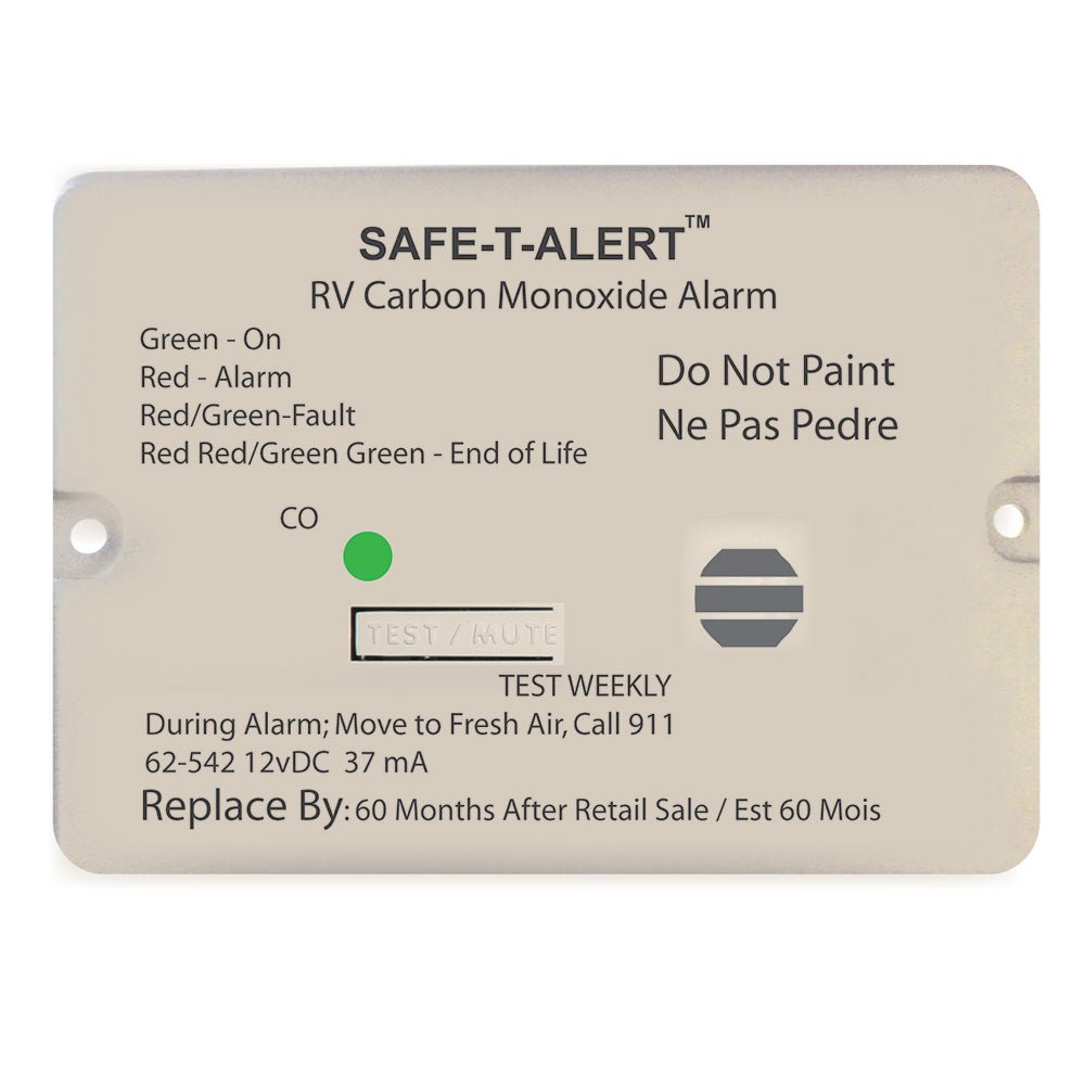 Safe - T - Alert 62 Series Carbon Monoxide Alarm - 12V - RV Flush Mount - White [62 - 542 - WT] - The Happy Skipper