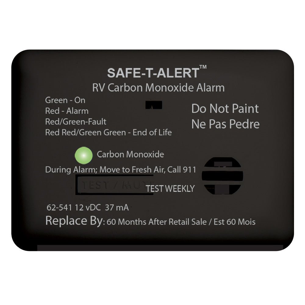 Safe - T - Alert 62 Series Carbon Monoxide Alarm - 12V - RV Surface Mount - Black [62 - 541 - BL] - The Happy Skipper