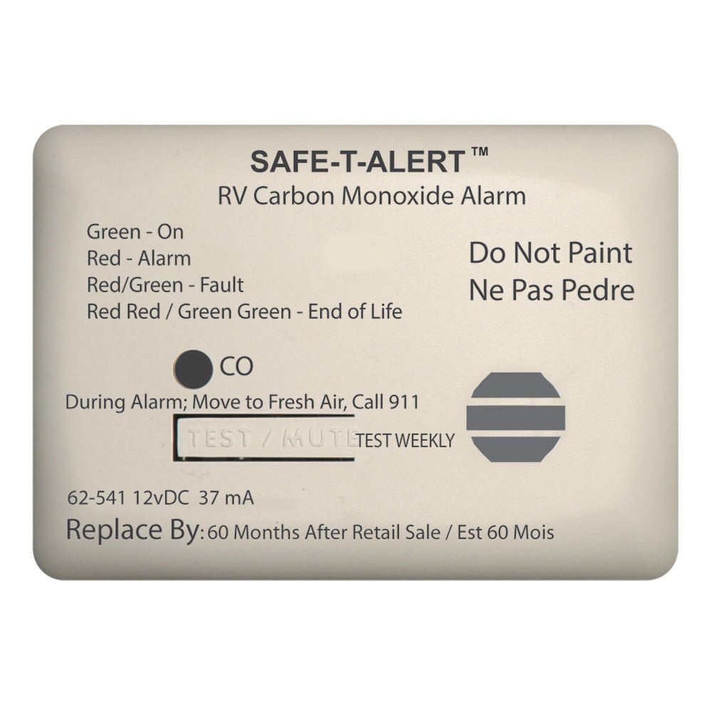 Safe - T - Alert 62 Series Carbon Monoxide Alarm - 12V - RV Surface Mount - White [62 - 541 - WT] - The Happy Skipper