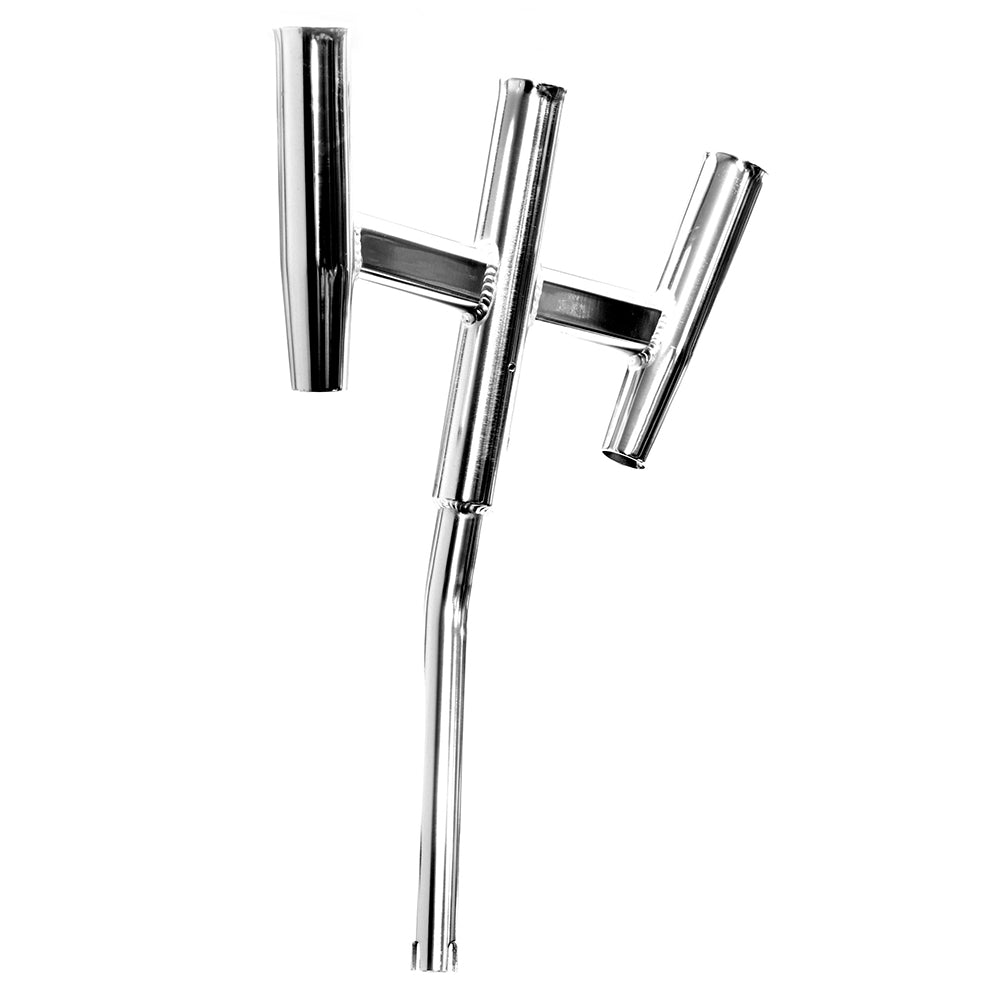 Tigress Triple Aluminum Kite Rod Holder - Bent Butt - Polished [88158] - The Happy Skipper