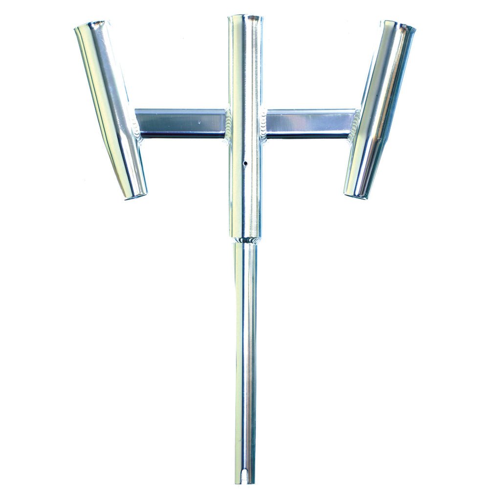 Tigress Triple Aluminum Kite Rod Holder - Straight Butt - Polished [88159] - The Happy Skipper