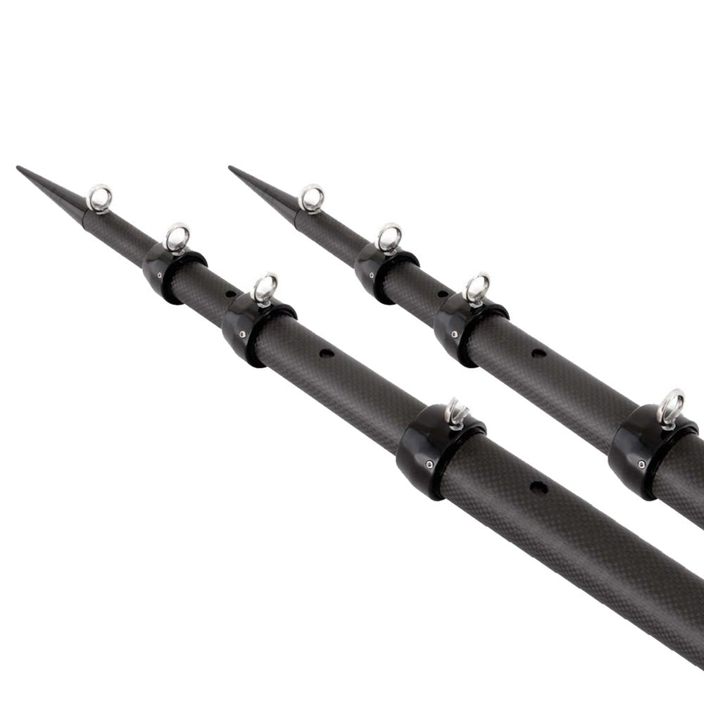 Tigress XD 3k Carbon Fiber Telescoping Outrigger Poles - 18 feet - Matte Black/ Black - Pair [88679] - The Happy Skipper