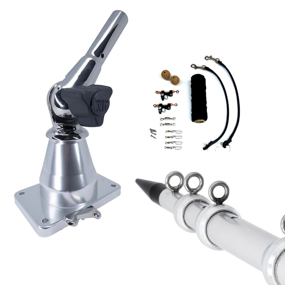 Tigress XD Bay Series Top Mount System - 15 - Aluminum Silver Outriggers Deluxe Rigging Kit [88823 - 2] - The Happy Skipper