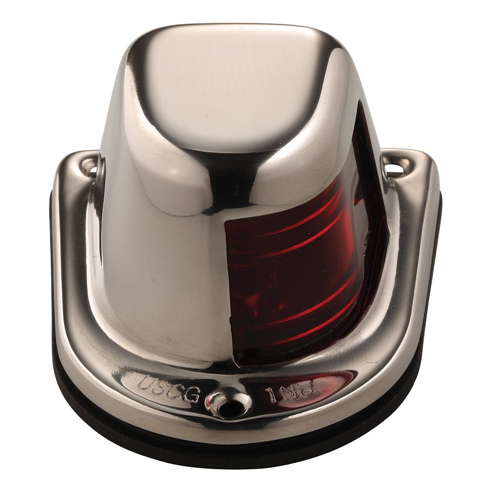 Attwood 1-Mile Deck Mount, Red Sidelight - 12V - Stainless Steel Housing [66319R7] - The Happy Skipper