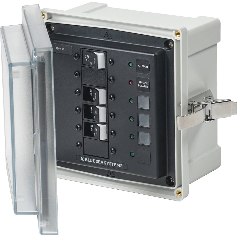 Blue Sea 3130 - SMS Panel Enclosure w/Main 3 Branch (15A) - 120V AC [3130] - The Happy Skipper