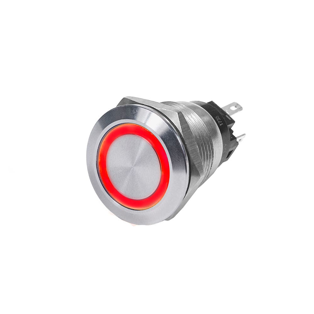 Blue Sea 4162 SS Push Button Switch - Off-On - Red - 10A [4162] - The Happy Skipper