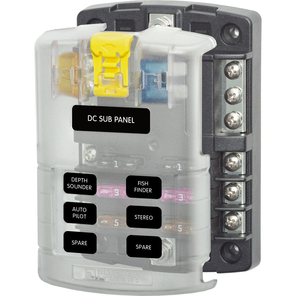 Blue Sea 5025 ST Blade Fuse Block w/Cover - 6 Circuit w/Negative Bus [5025] - The Happy Skipper