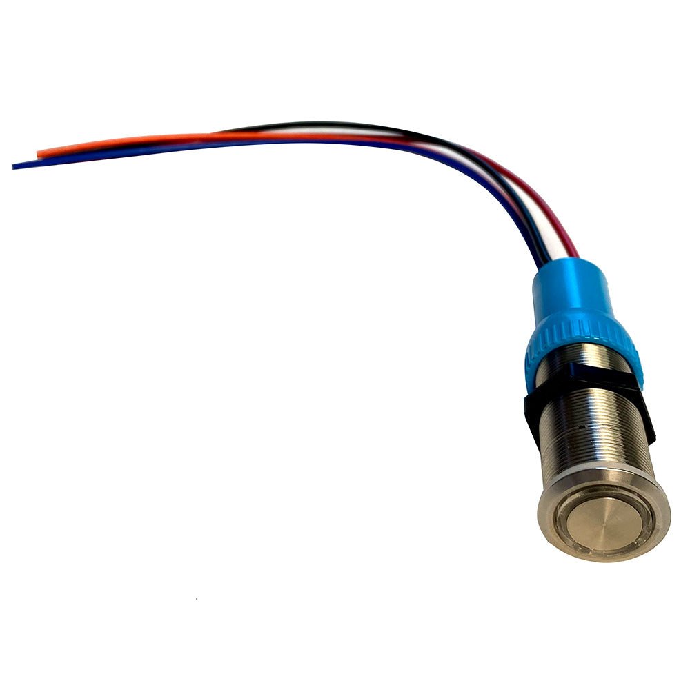 Bluewater 22mm Push Button Switch - Off/On Contact - Blue/Red LED - 1' Lead [9059-1113-1] - The Happy Skipper