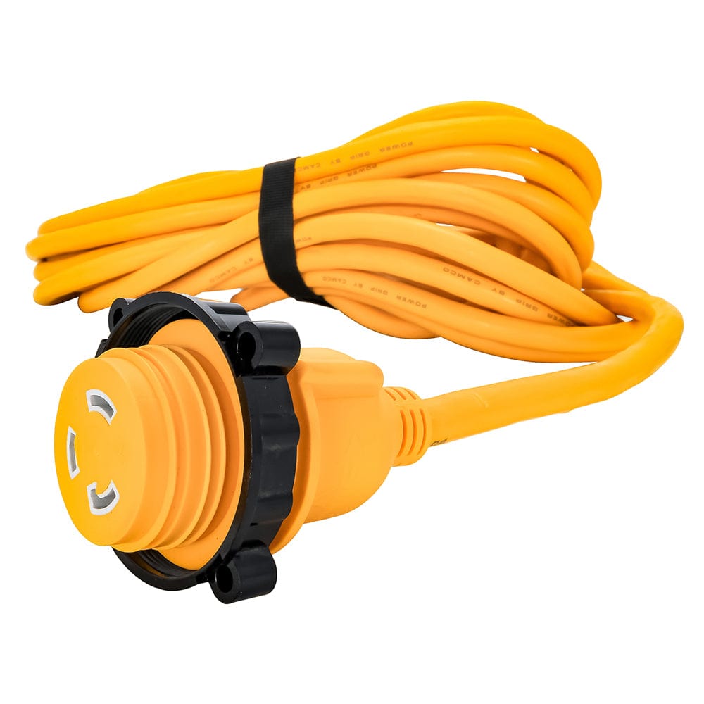 Camco 30 Amp Power Grip Marine Extension Cord - 50 M-Locking/F-Locking Adapter [55613] - The Happy Skipper