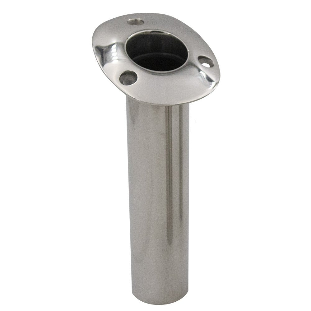 C.E. Smith 70 Series Standard Flush Mount Rod Holder - 15 Degree - Stainless Steel - Cast Bottom - Black Liner [536710C] - The Happy Skipper