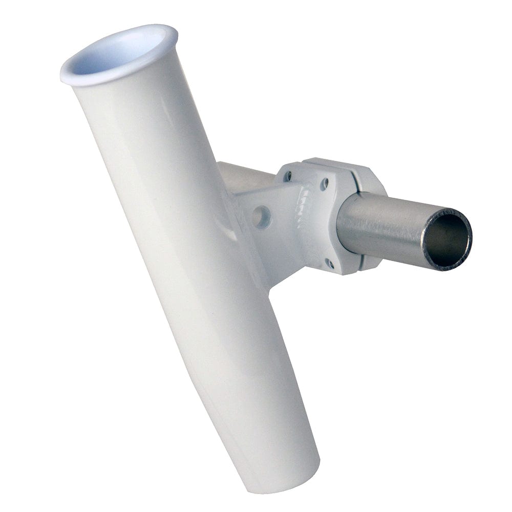 C.E. Smith Aluminum Horizontal Clamp-On Rod Holder 1.66" OD - White Powder Coated w/Sleeve [53721] - The Happy Skipper