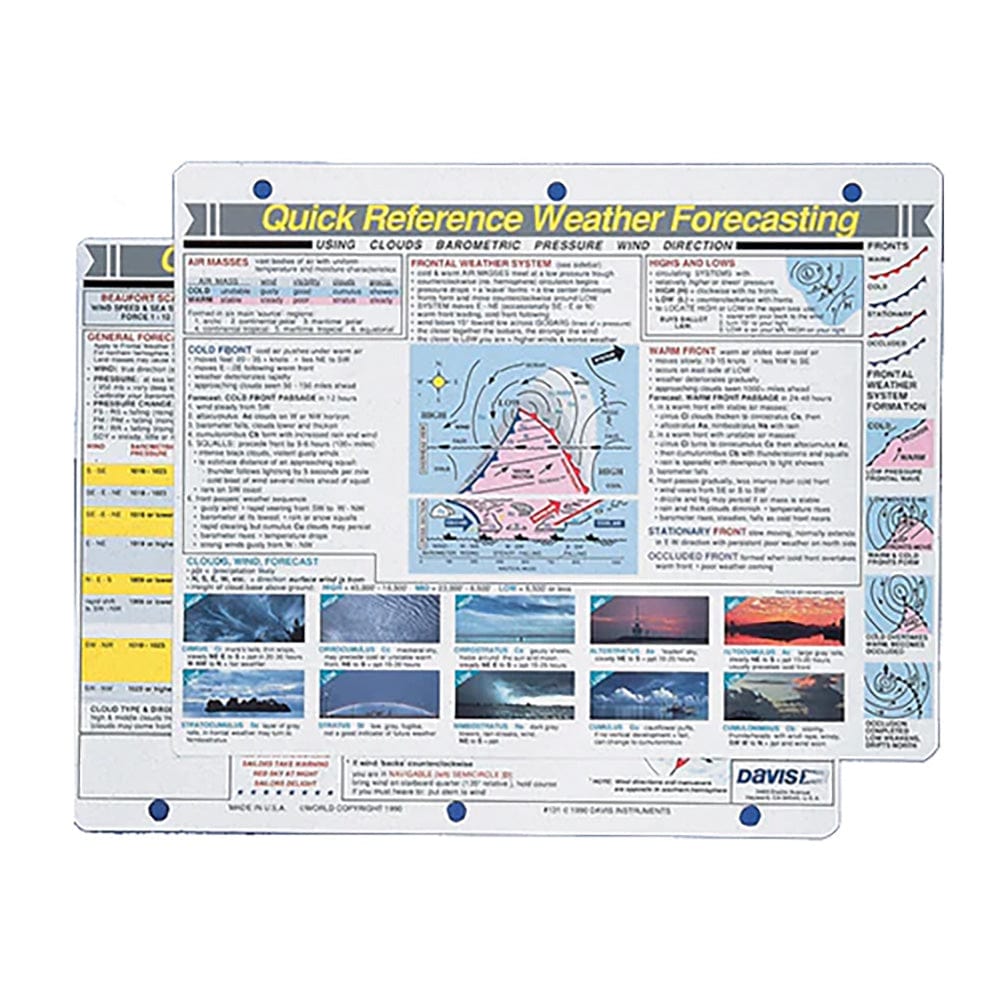 Davis Quick Reference Weather Forecasting Card [131] - The Happy Skipper