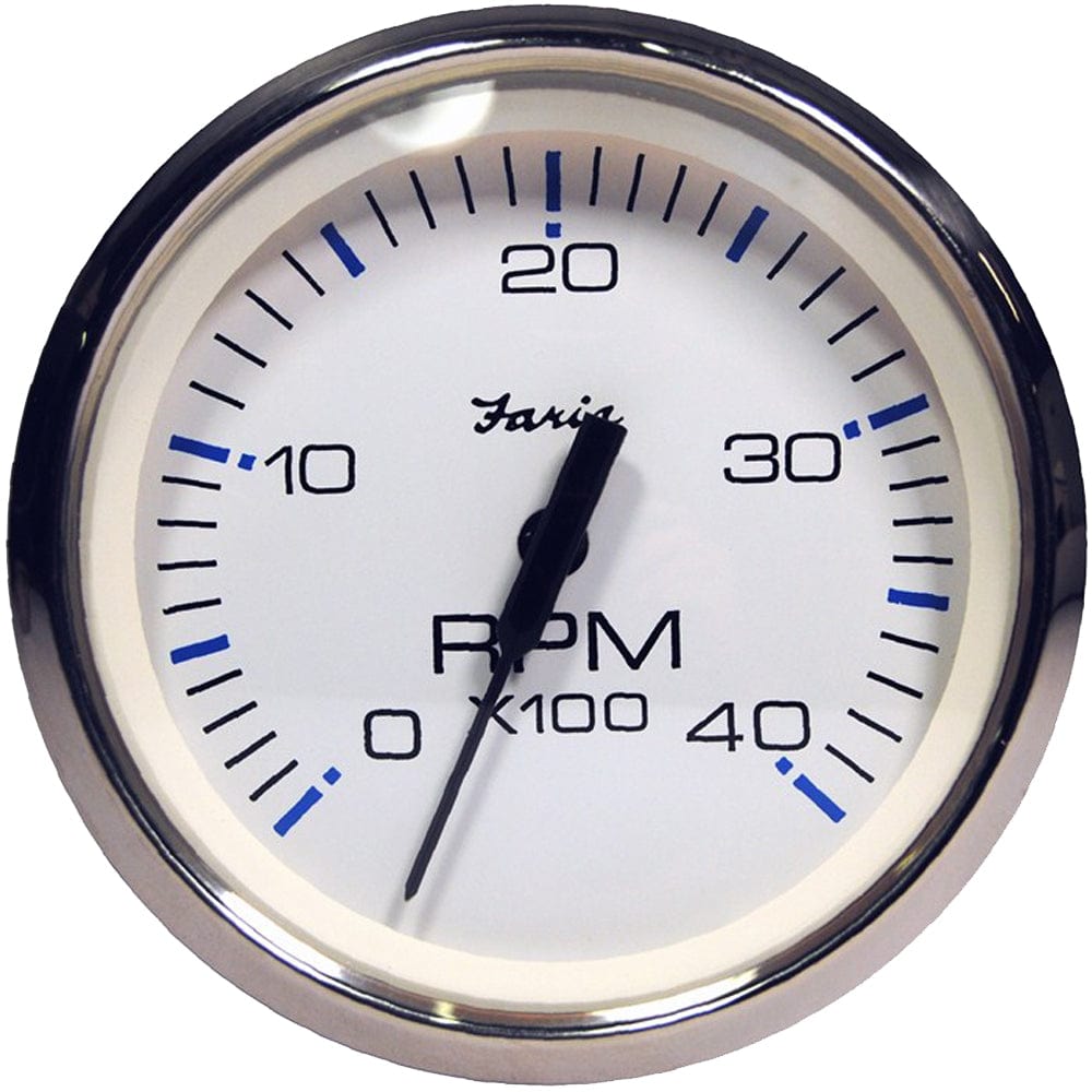 Faria Chesapeake White SS 4" Tachometer - 4000 RPM (Diesel) (Magnetic Pick-Up) [33818] - The Happy Skipper