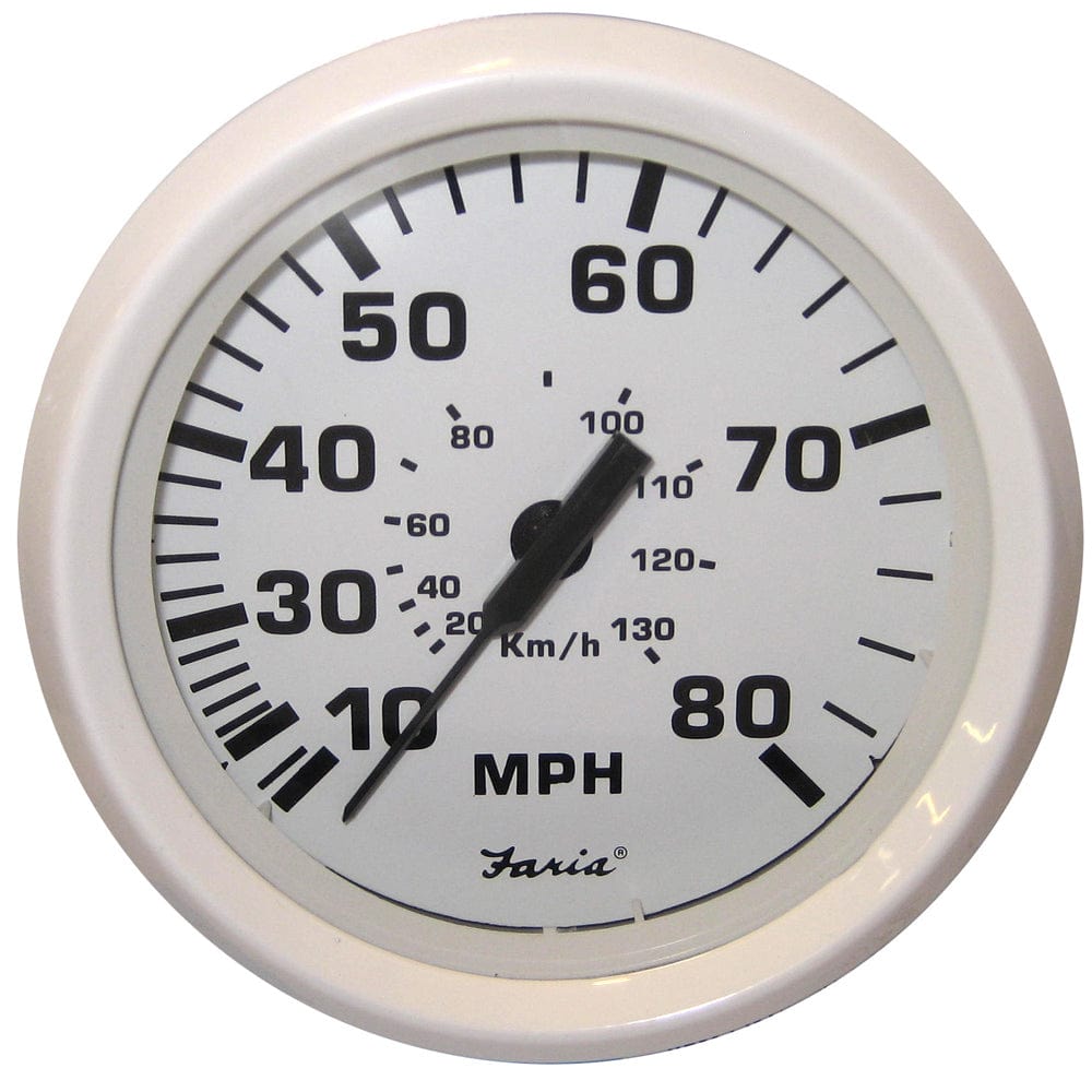 Faria Dress White 4" Speedometer - 80MPH (Pitot) [33113] - The Happy Skipper