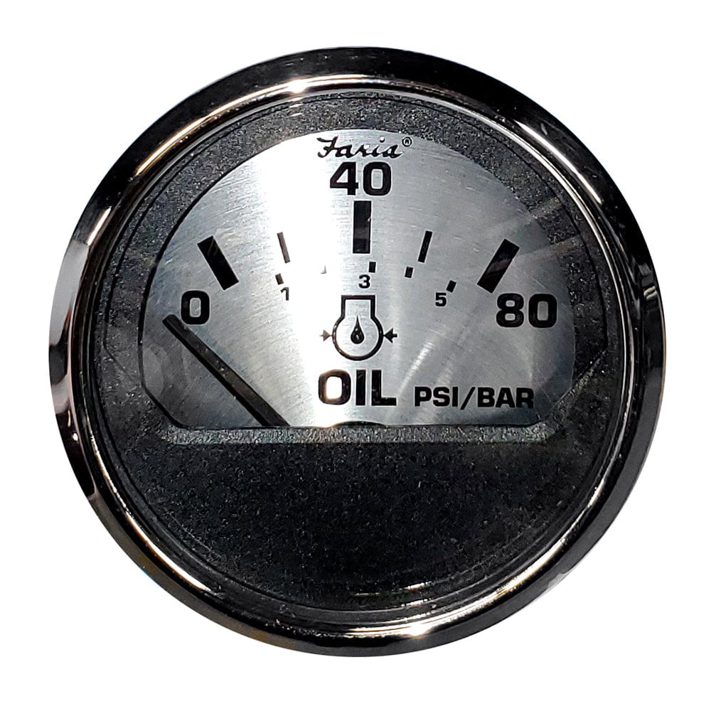 Faria Spun Silver 2" Oil Pressure Gauge [16002] - The Happy Skipper