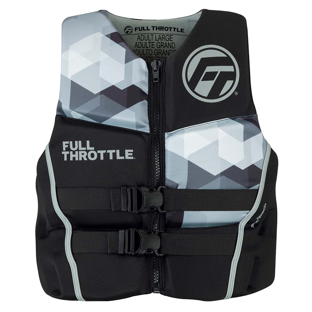 Full Throttle Mens Rapid-Dry Flex-Back Life Jacket - 2XL - Black/Grey [142500-701-060-22] - The Happy Skipper