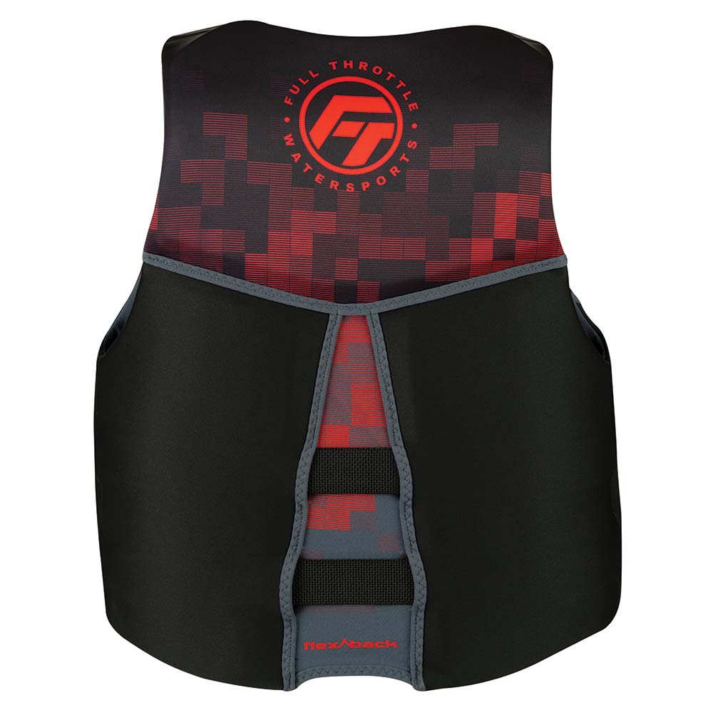 Full Throttle Mens Rapid-Dry Flex-Back Life Jacket - XL - Black/Red [142500-100-050-22] - The Happy Skipper