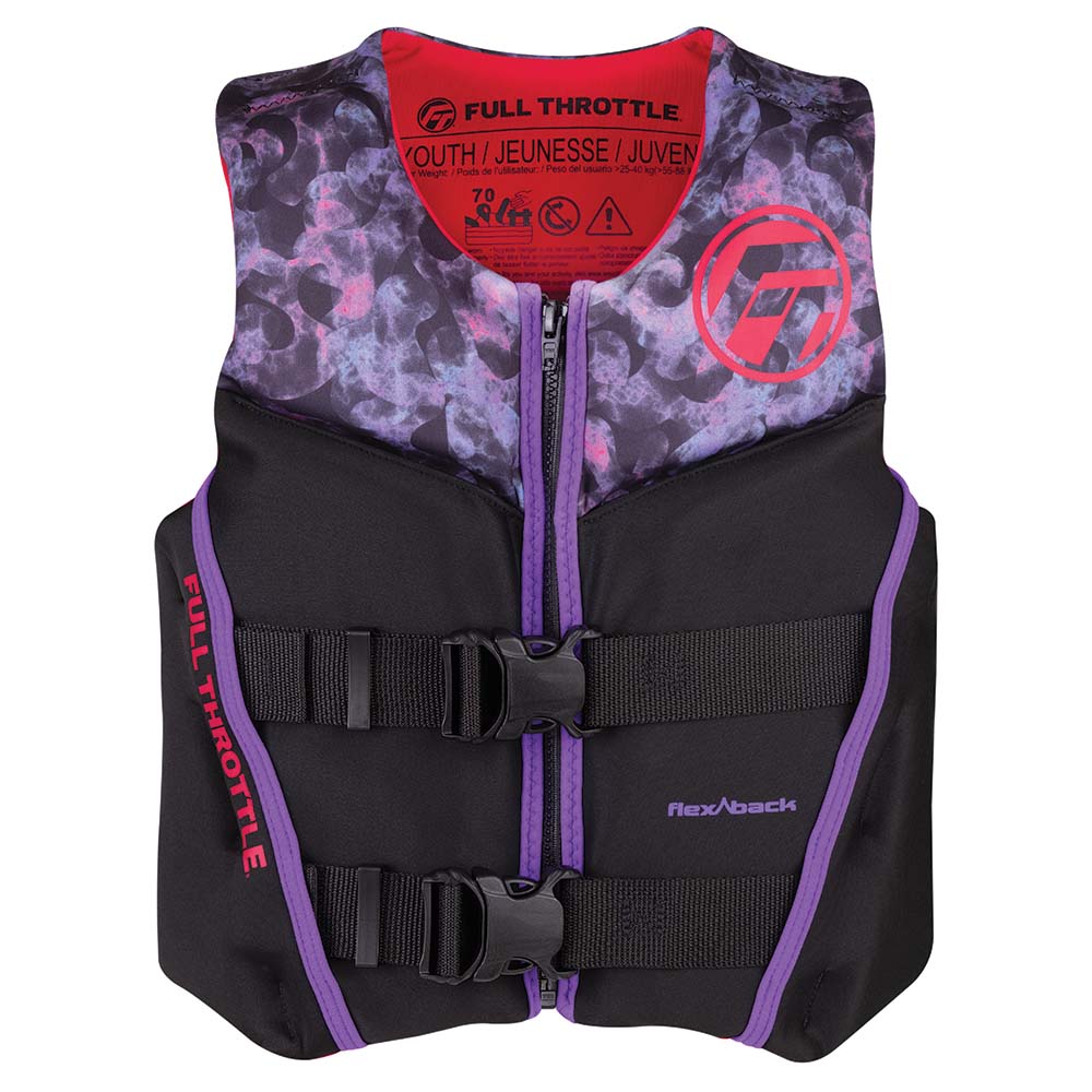 Full Throttle Youth Rapid-Dry Flex-Back Life Jacket - Pink/Black [142500-105-002-22] - The Happy Skipper