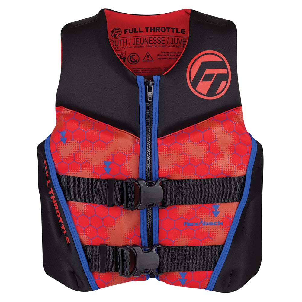 Full Throttle Youth Rapid-Dry Flex-Back Life Jacket - Red/Black [142500-100-002-22] - The Happy Skipper