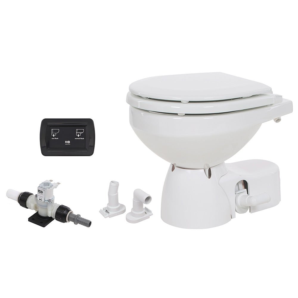 Jabsco Quiet Flush E2 Fresh Water Toilet Compact Bowl - 12V - Soft Close Lid [38045-3092RSP] - The Happy Skipper