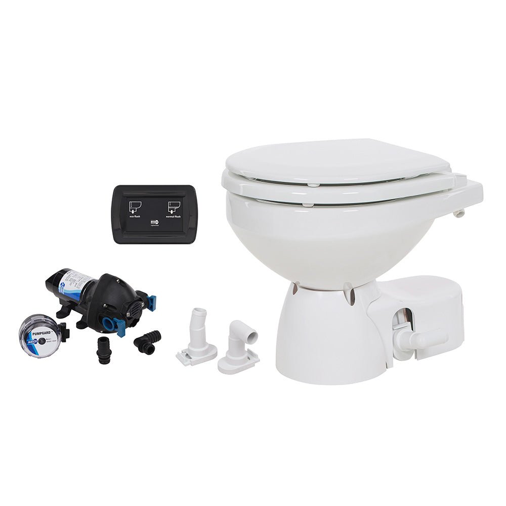 Jabsco Quiet Flush E2 Raw Water Toilet Compact Bowl - 12V - Soft Close Lid [38245-3092RSP] - The Happy Skipper