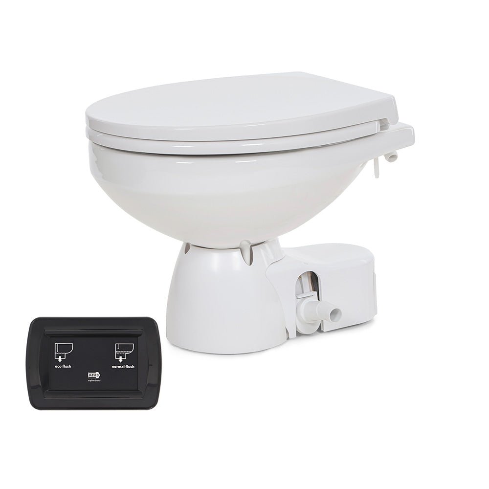 Jabsco Quiet Flush E2 Raw Water Toilet Regular Bowl - 24V Soft Close Lid [38245-4194RSP] - The Happy Skipper