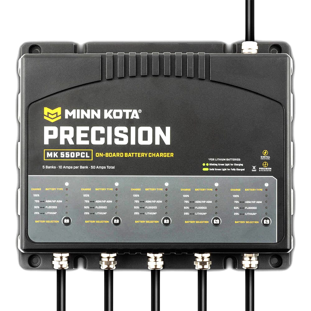 Minn Kota On-Board Precision Charger MK-550 PCL 5 Bank x 10 AMP LI Optimized Charger [1835500] - The Happy Skipper