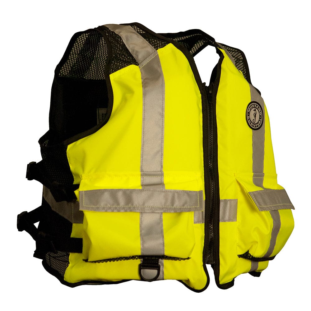 Mustang High Visibility Industrial Mesh Vest - Fluorescent Yellow/Green/Black - 4XL/5XL [MV1254T3-239-4XL/5XL-216] - The Happy Skipper