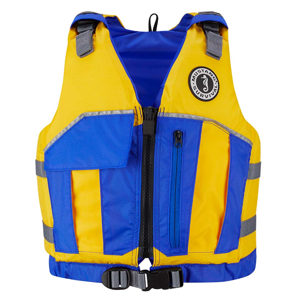 Mustang Youth Reflex Foam Vest - Yellow/Royal Blue [MV7030-220-0-216] - The Happy Skipper