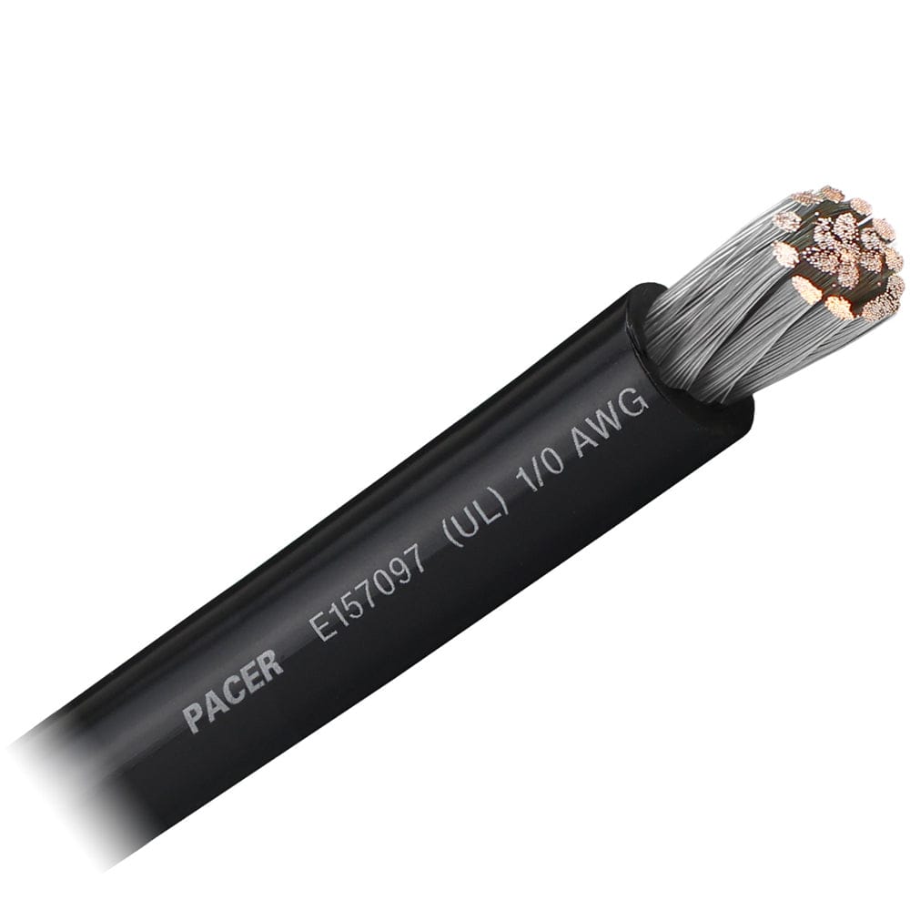 Pacer Black 1/0 AWG Battery Cable - Sold By The Foot [WUL1/0BK-FT] - The Happy Skipper