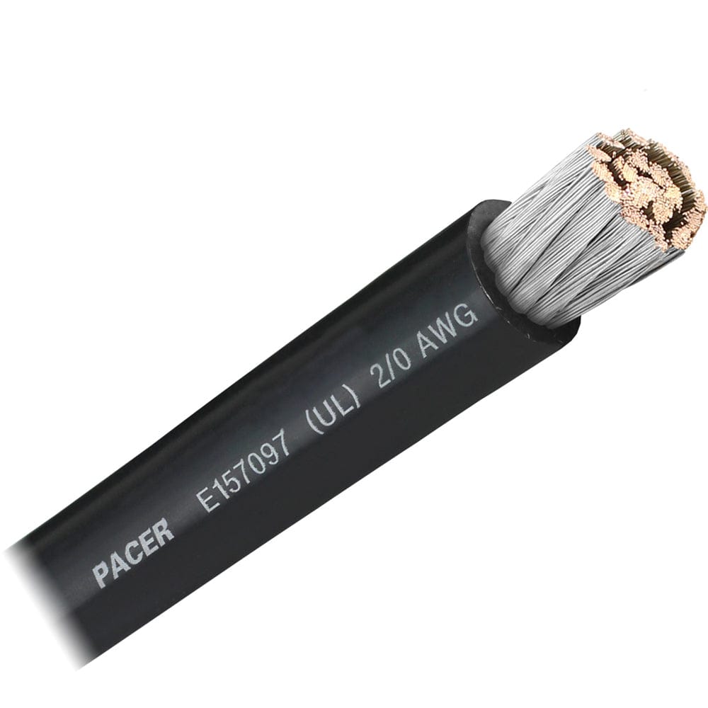 Pacer Black 2/0 AWG Battery Cable - Sold By The Foot [WUL2/0BK-FT] - The Happy Skipper