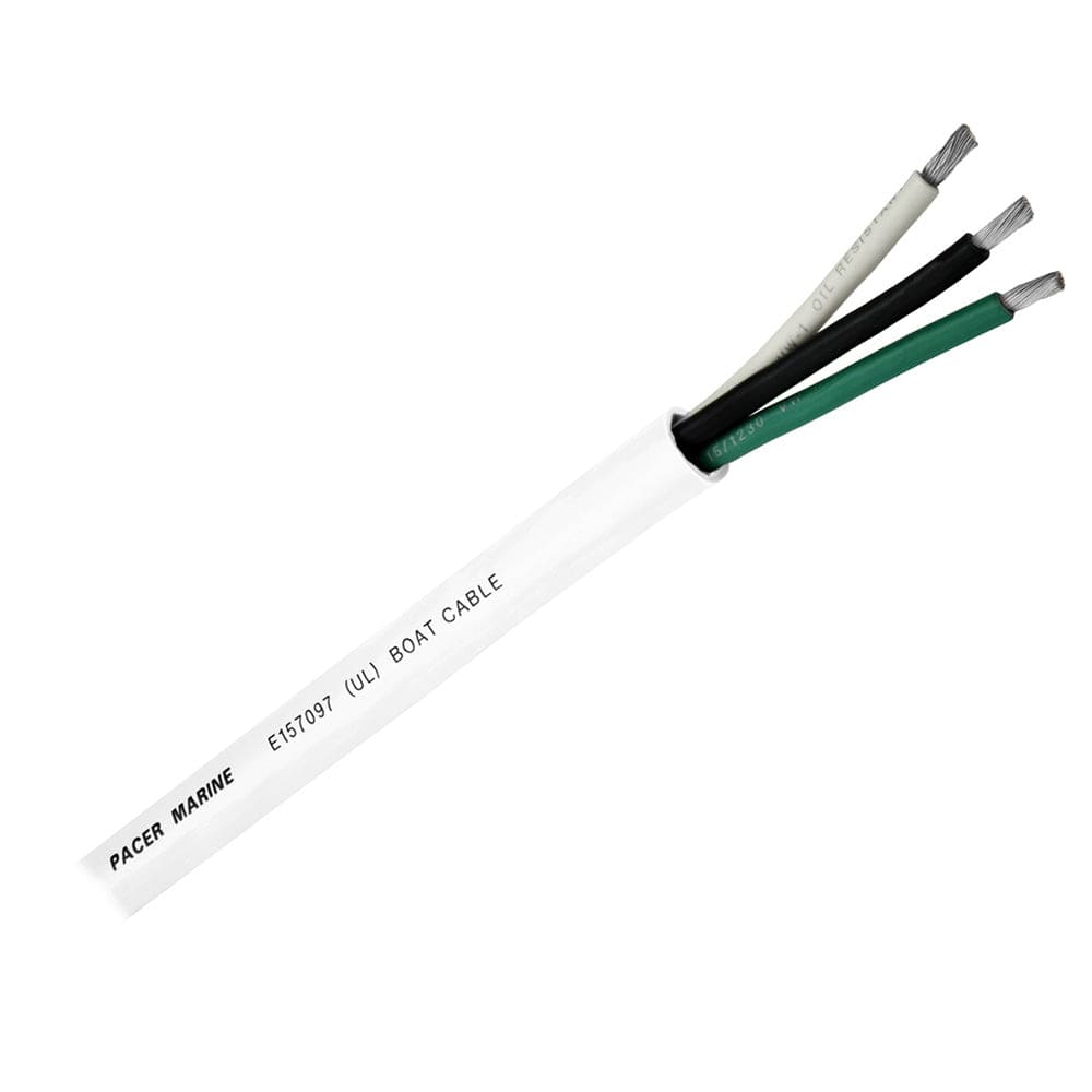 Pacer Round 3 Conductor Cable - 100 - 10/3 AWG - Black, Green White [WR10/3-100] - The Happy Skipper