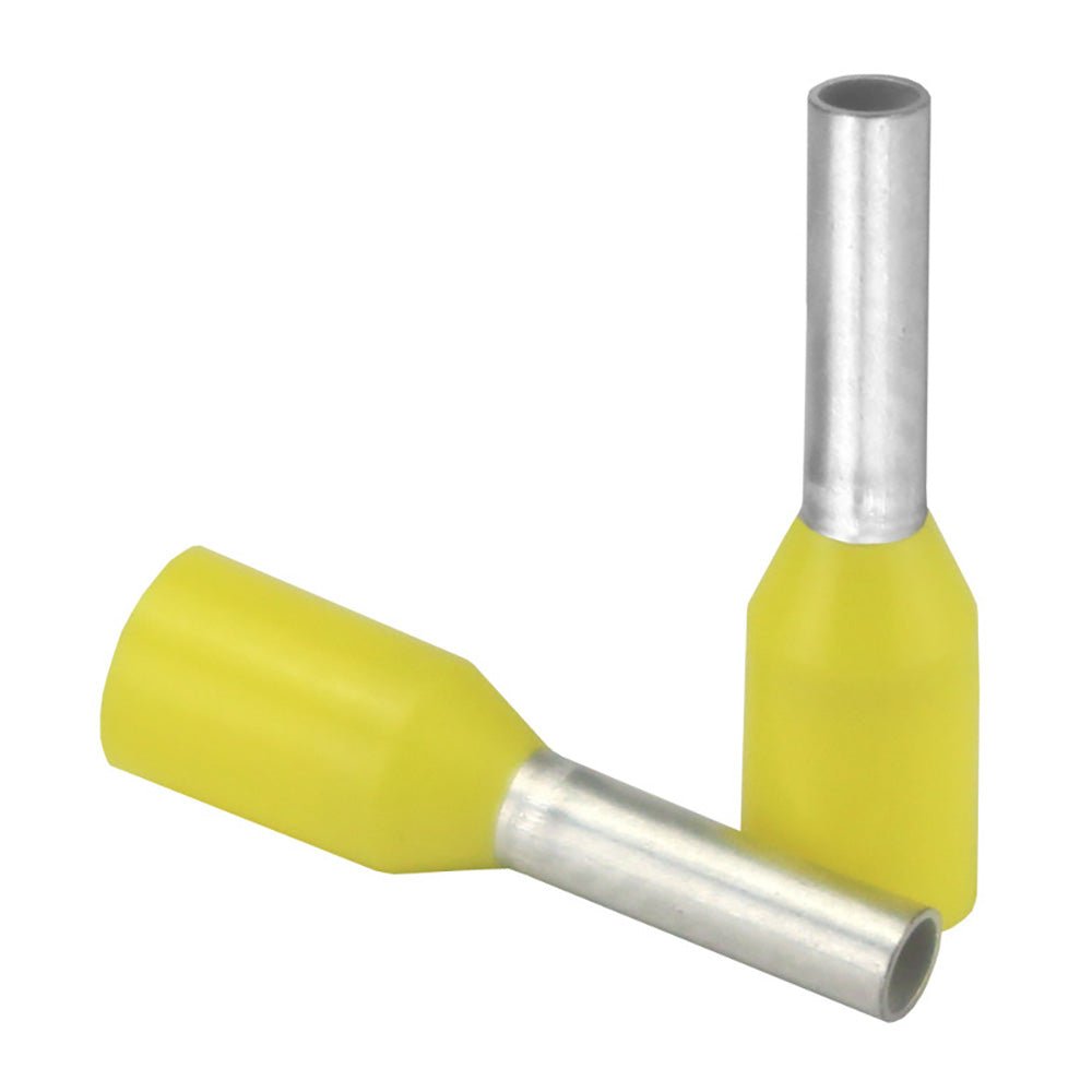 Pacer Yellow 18 AWG Wire Ferrule - 6mm Length - 25 Pack [TFRL18-6MM-25] - The Happy Skipper