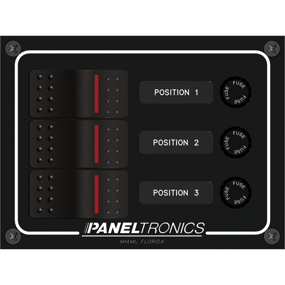 Paneltronics Waterproof Panel - DC 3-Position Illuminated Rocker Switch & Fuse [9960014B] - The Happy Skipper