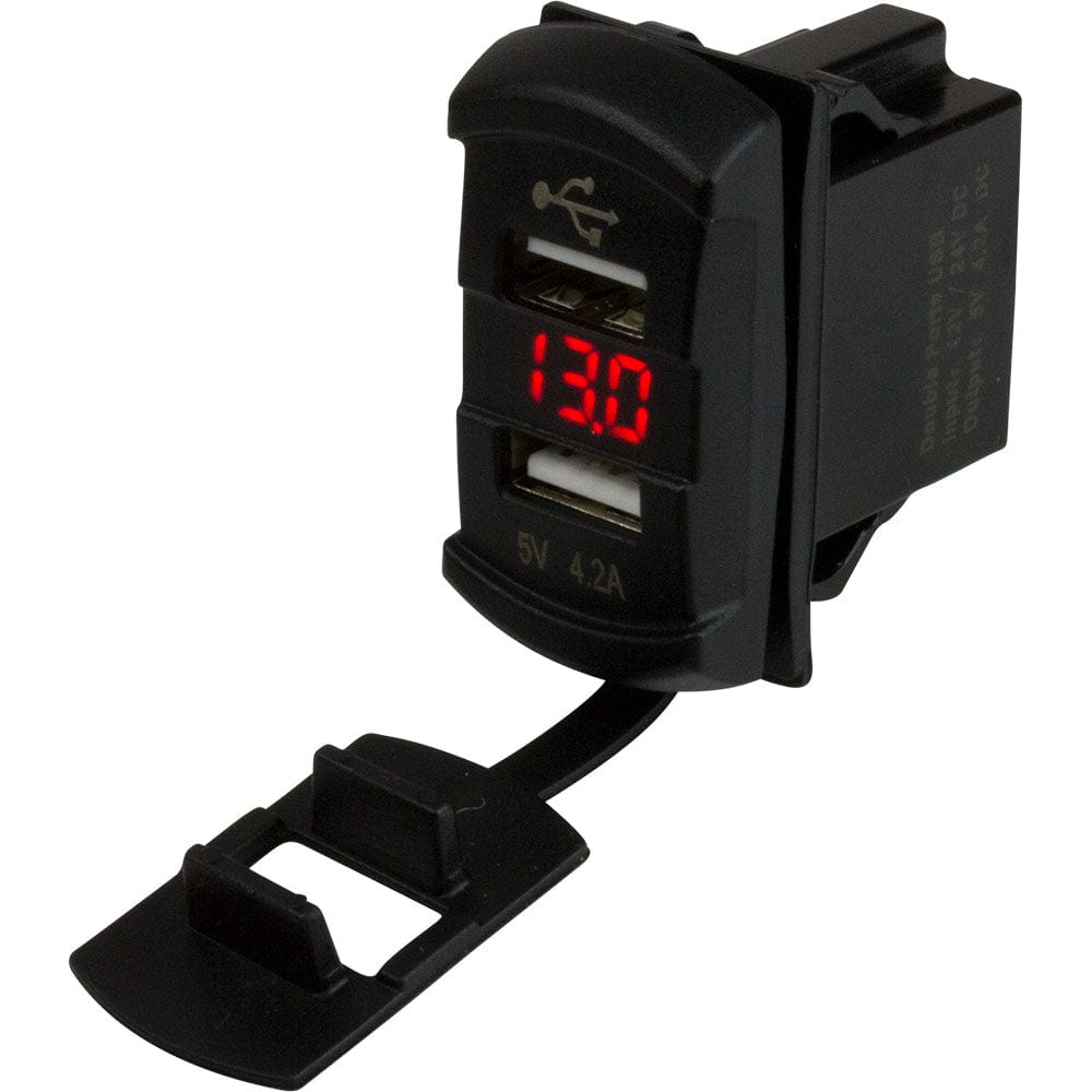 Sea-Dog Dual USB Rocker Switch Style Voltmeter w/Hidden Display [426527-1] - The Happy Skipper