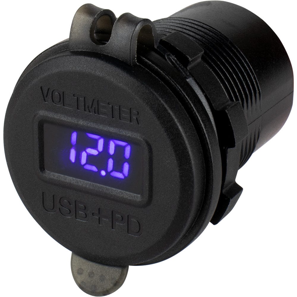 Sea-Dog Round USB USB-C Power Socket w/Hidden Voltmeter [426518-1] - The Happy Skipper