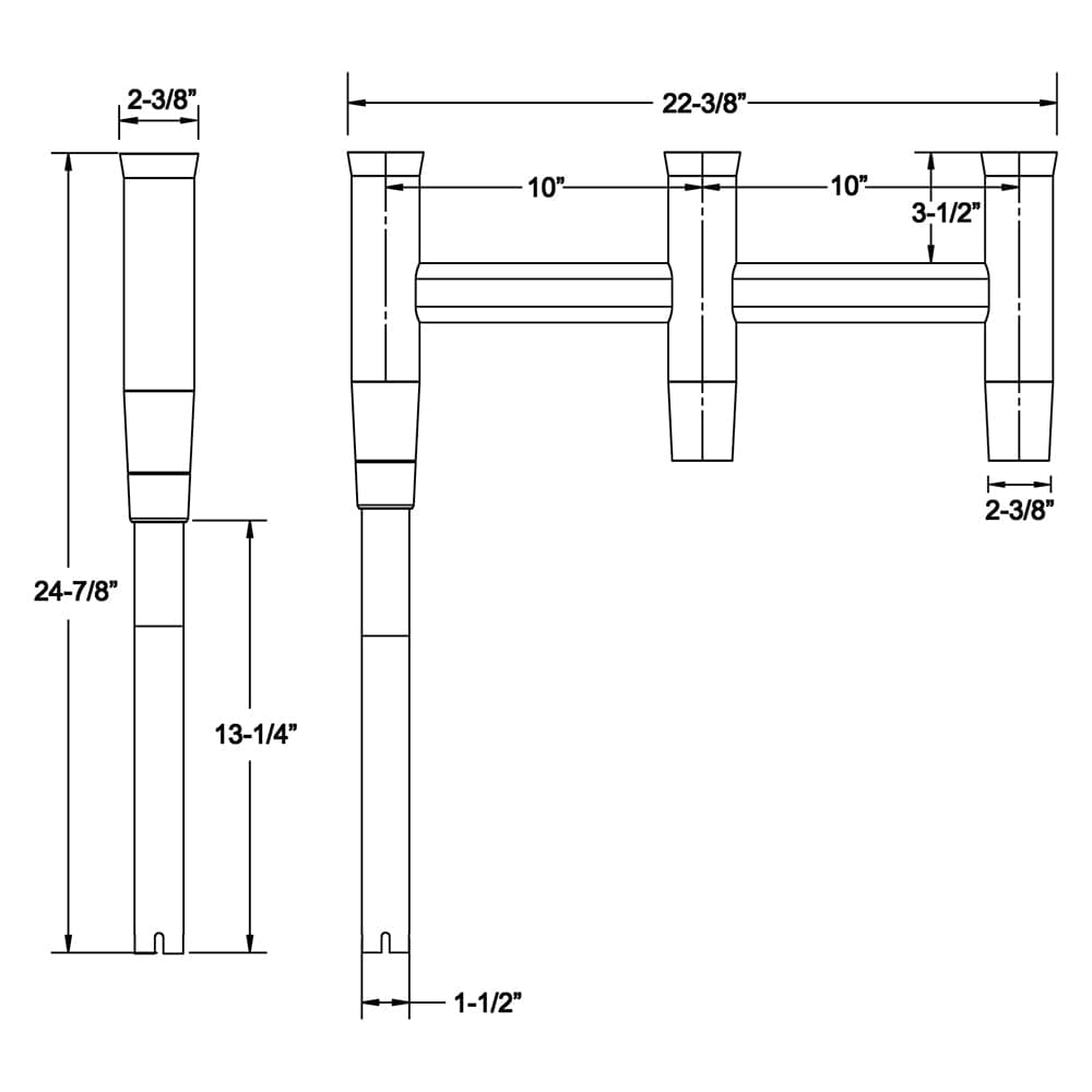 TACO Deluxe Trident Rod Holder Cluster Offset [F31-0781BXY-1] - The Happy Skipper