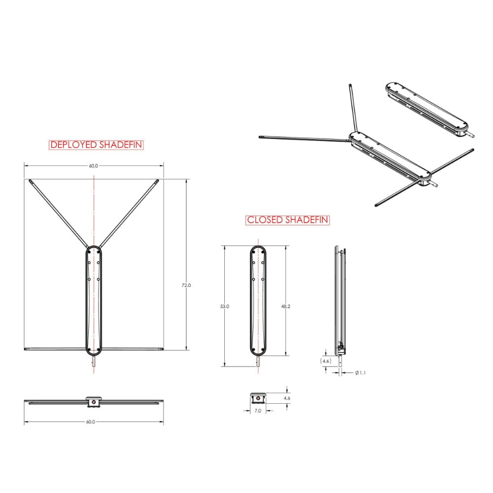 TACO ShadeFin w/Black Fabric, Case Fixed Rod Holder Mount Kit [T10-3000-4] - The Happy Skipper