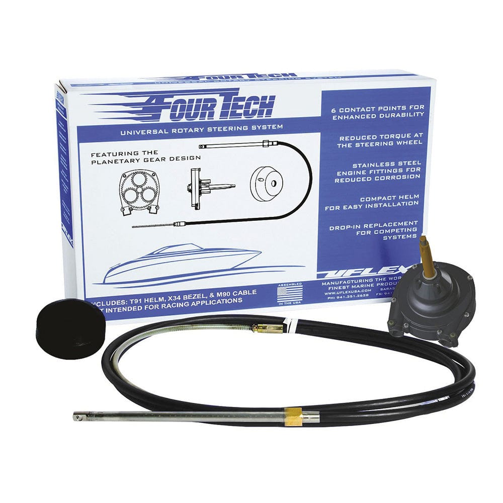 Uflex Fourtech 13 Black Mach Rotary Steering System w/Helm, Bezel Cable [FOURTECHBLK13] - The Happy Skipper